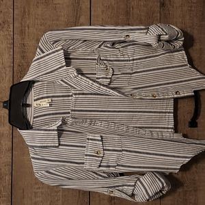 Live 4 Truth Stripped Button Down Long Sleeve Crop Top Women's Medium